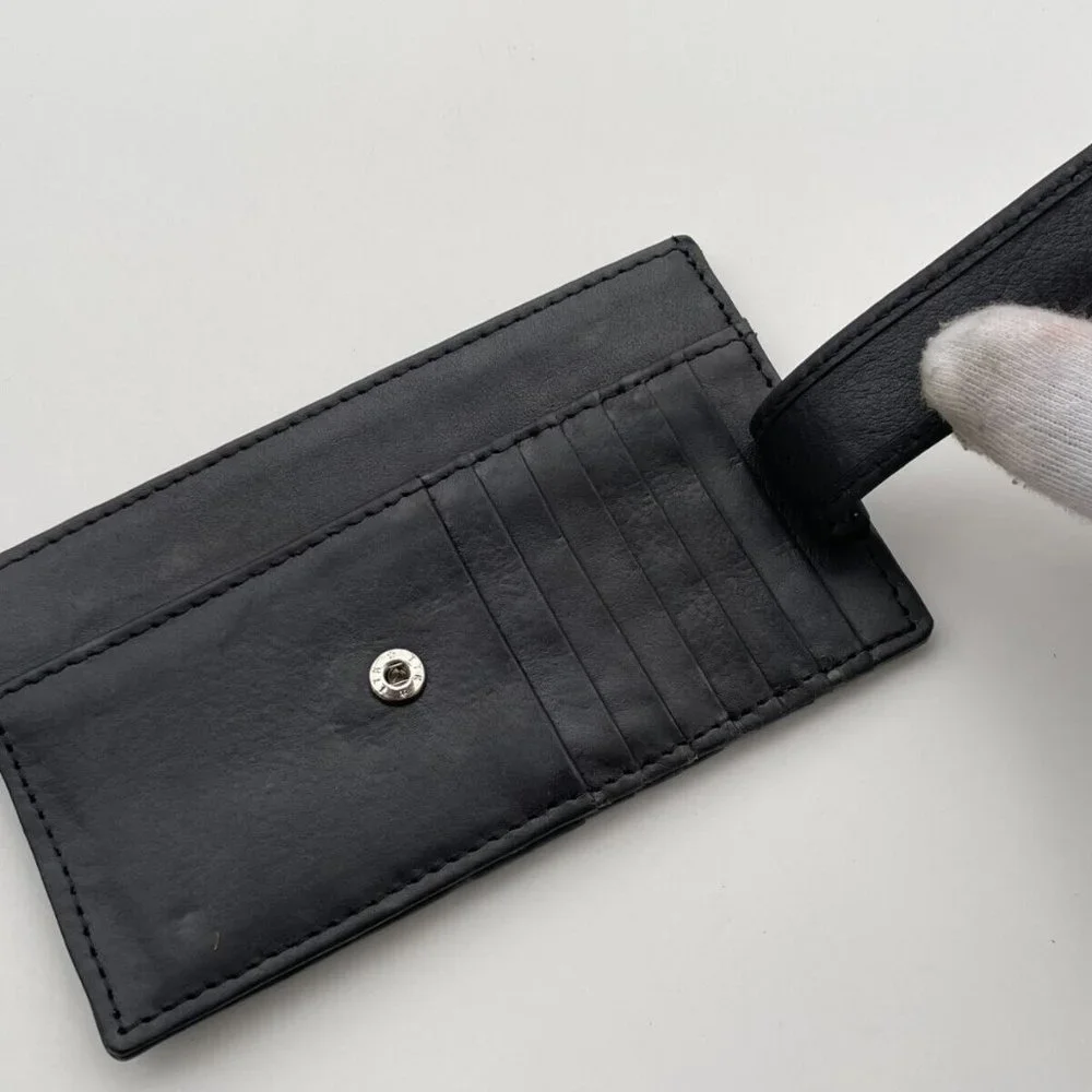 Long Card Holder Billfold Black Genuine Leather Wallet Handmade Coin Purse